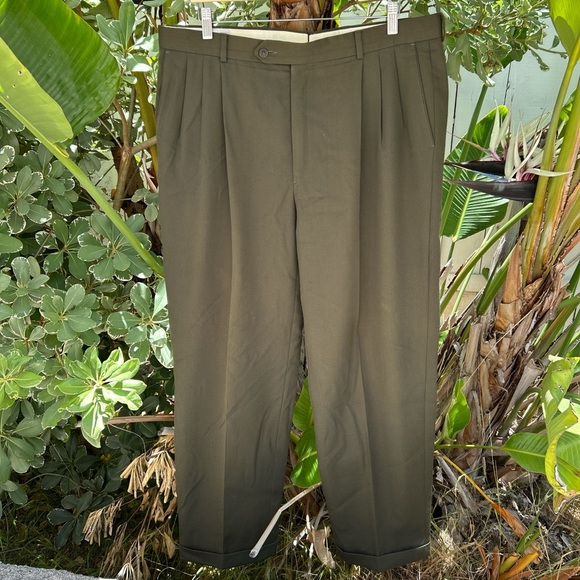 Vintage 90s Givenchy Monsieur Pleated Pants Green 38R Made in USA